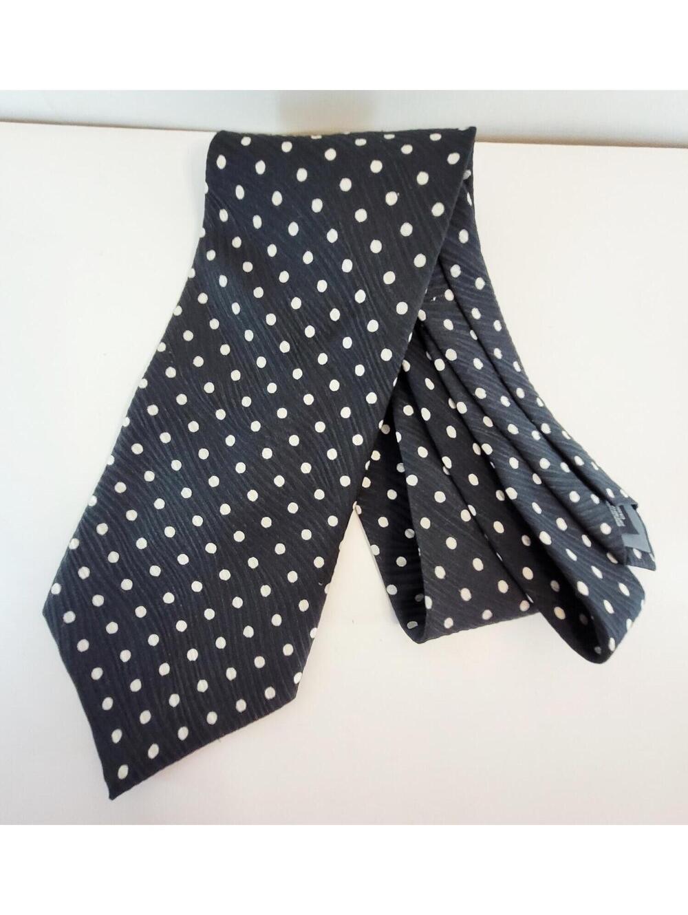 REPP Ltd Black with White Polka Dot Silk Tie Made in Canada Classic Necktie